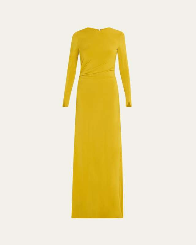 Jersey Gown With Side Waist Pleating